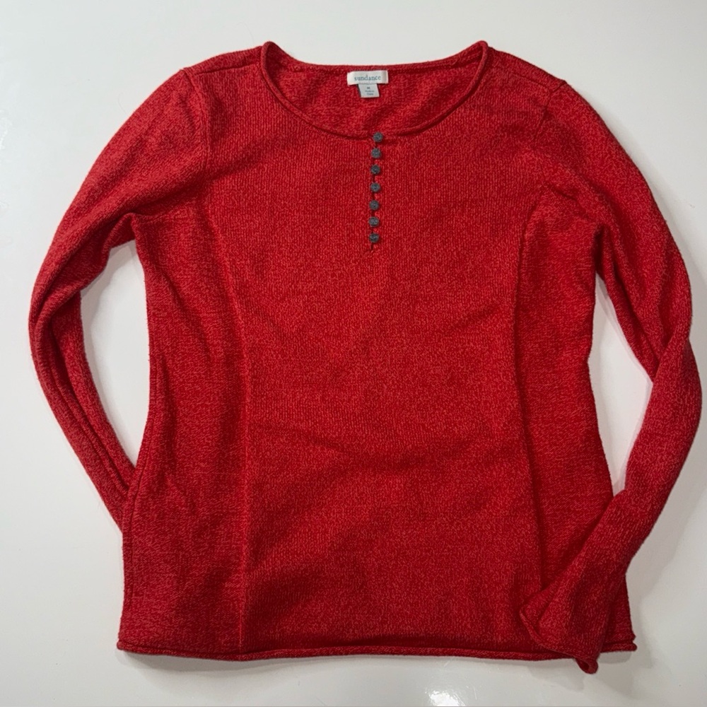 Sundance Coral Color Style Soft Cotton Silk Blend Sweater M A021025
